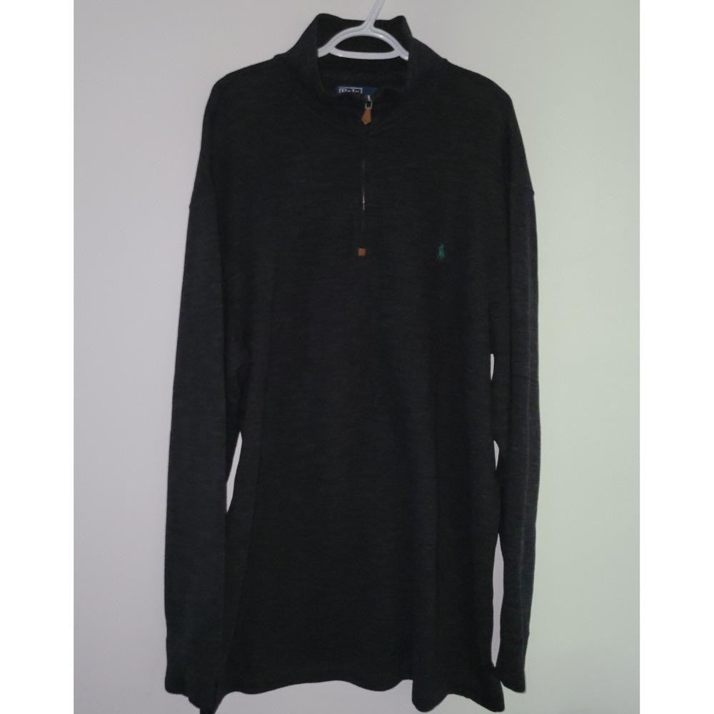 Polo Ralph Lauren 1/4 Zip Pullover Men's Size XLT Tall Black Green Pony